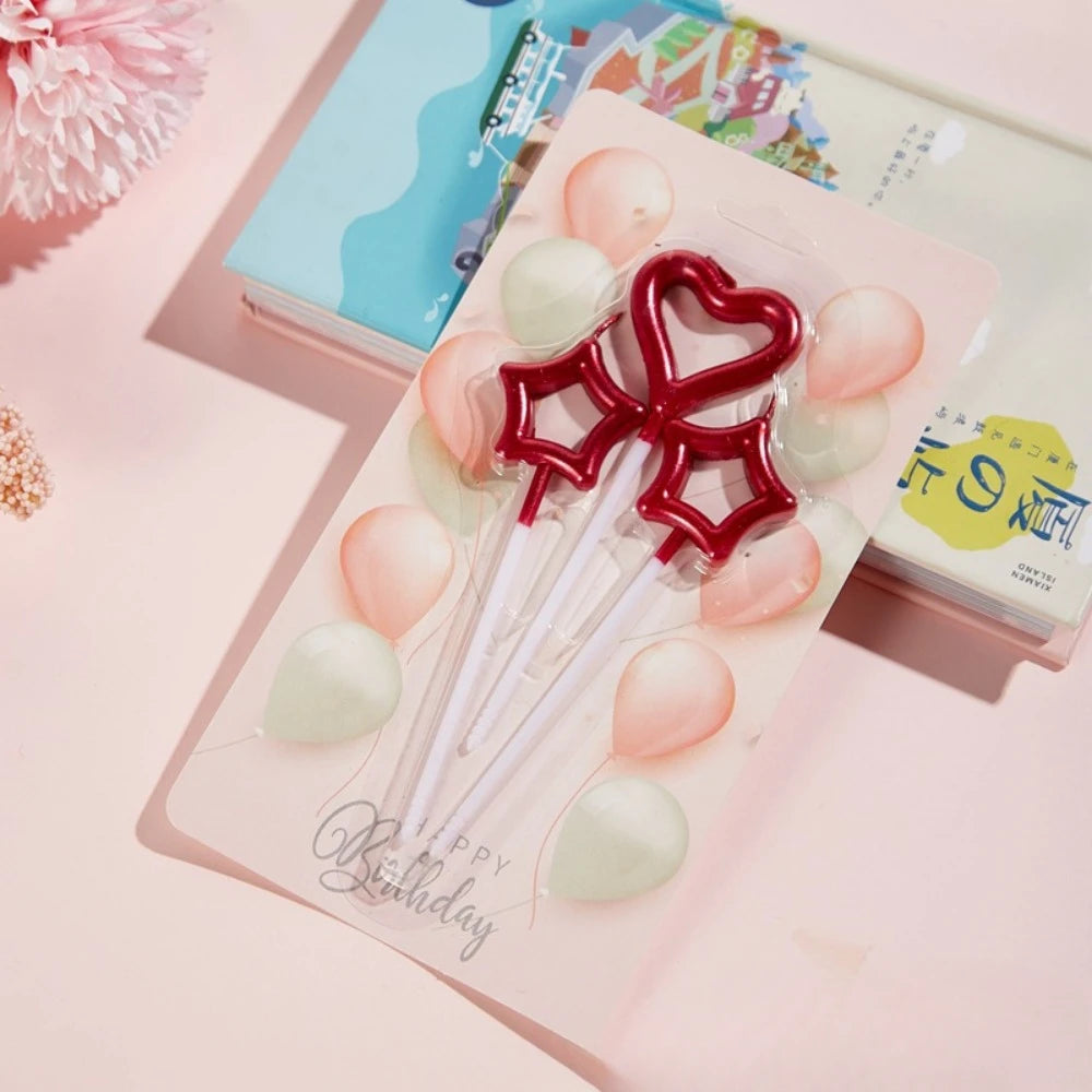 6/12Ps Cakelove Colorful Birthday Candles with Stand Star Heart Cake Candle Baby Children Birthday Party Supplies Wedding Decor