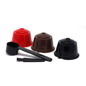 3Pcs Fit for Dolce Gusto Coffee Filter Cup Reusable Coffee Capsule Filters with Spoon Brush