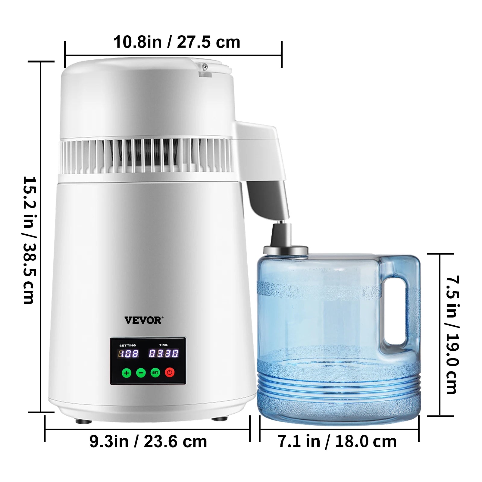 4L Water Distiller Purifier Filter 1 L/H Distilling Speed Dispenser Drinking Bottle Softener Touch Screen Home Use