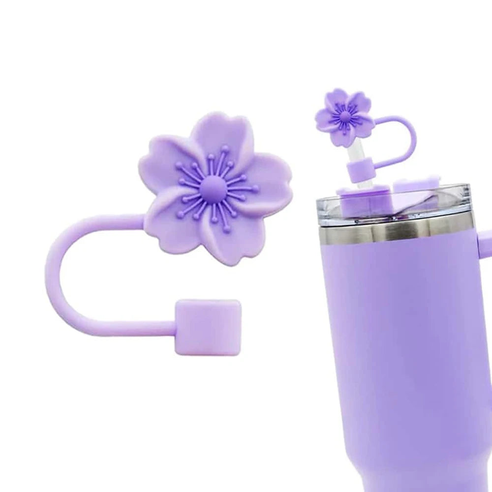 Flower Silicone Straw Covers for Stanley Cup Cute Silicone Flower Shape Drinking Dust Cap Straw Tips Cover Cup Accessories