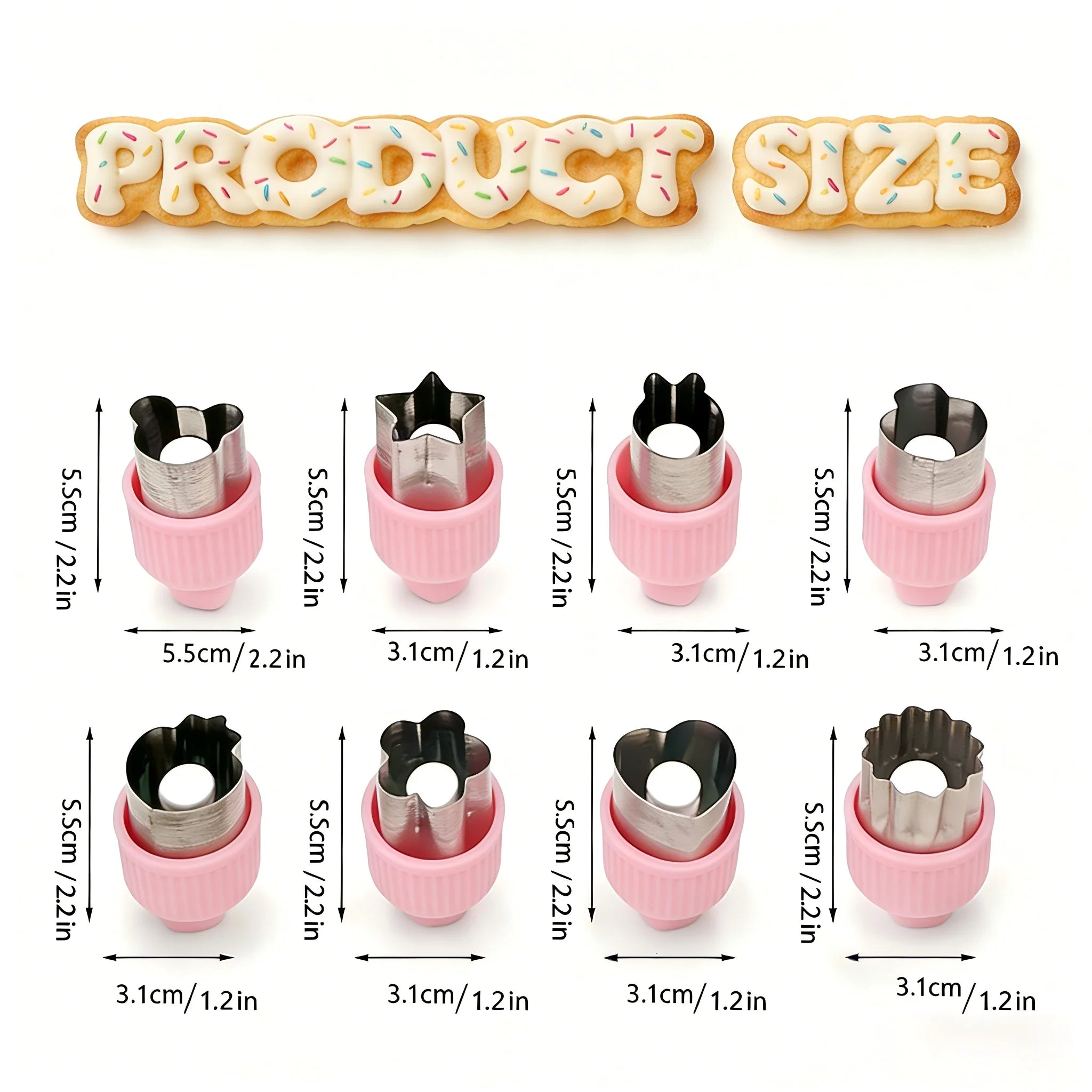 8PCS Press Cookie Cutter Set Food Grade Stainless Steel Butterfly Clear Embossing Molds for Fruit Veggie Biscuit Home DIY Baking