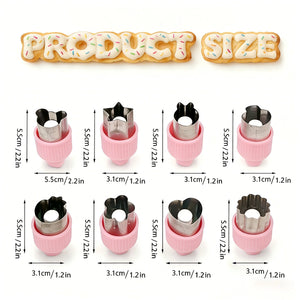 8PCS Press Cookie Cutter Set Food Grade Stainless Steel Butterfly Clear Embossing Molds for Fruit Veggie Biscuit Home DIY Baking