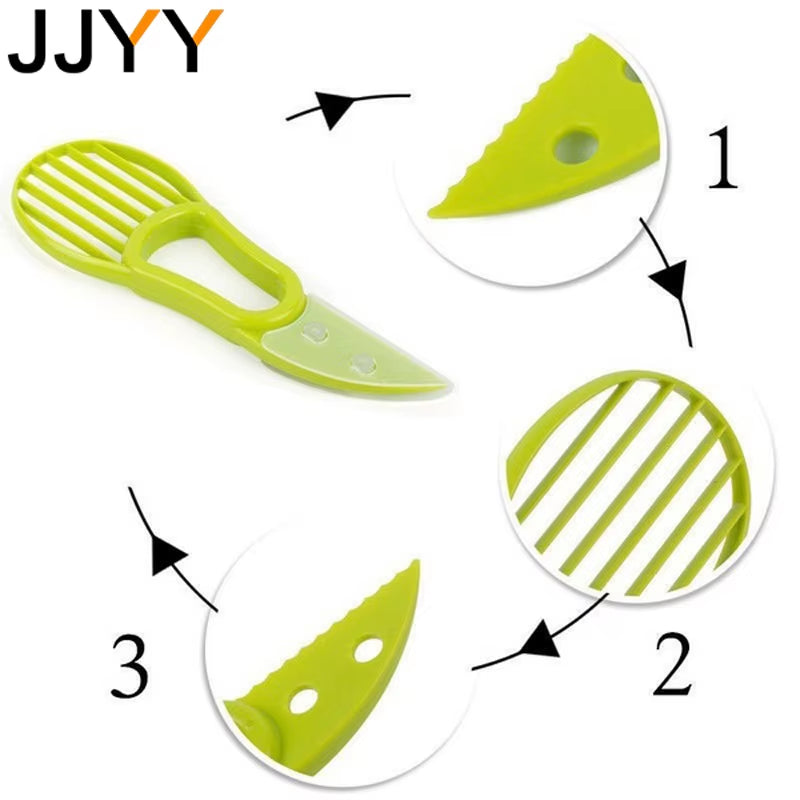 JJYY 3 in 1 Avocado Slicer Shea Corer Butter Fruit Peeler Cutter Pulp Separator Plastic Knife Kitchen Vegetable Tools
