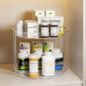 1Set 2 Tier Lazy Susan Turntable Organizer 9.25'' Rotating Spice Rack Organization for Cabinet, Kitchen, Pantry, Countertop
