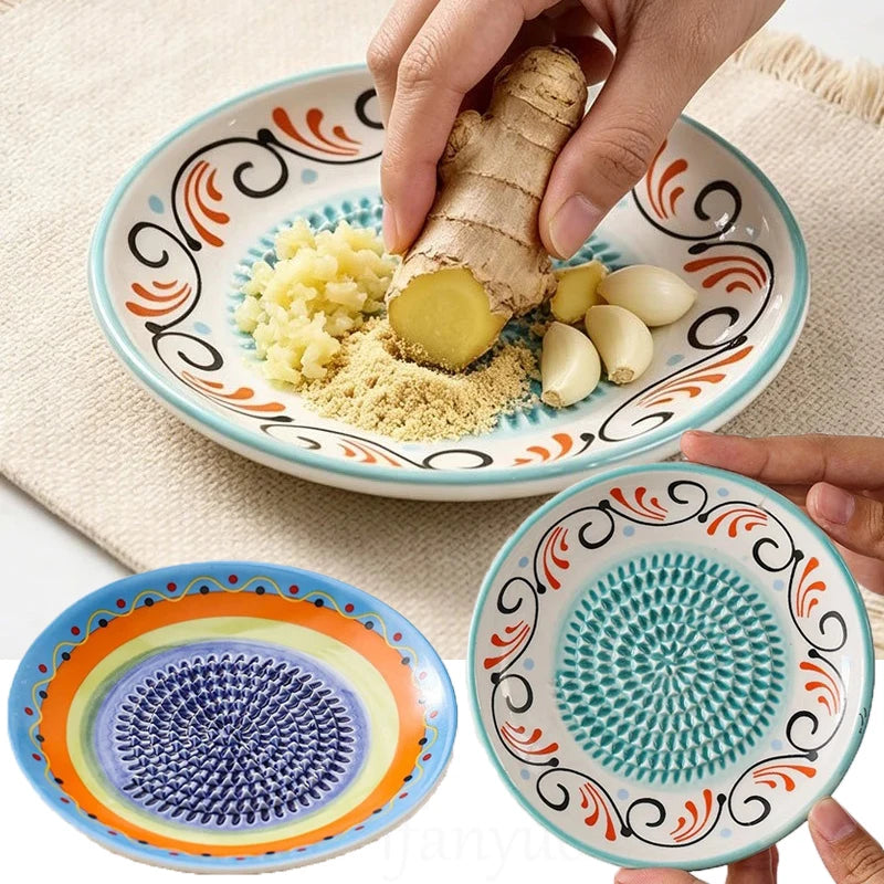 Colorful Simple Ceramic Ginger Grater Tool Hand Grinder Garlic Masher Portable Porcelain Carrot Ginger Grinding Kitchen Tools