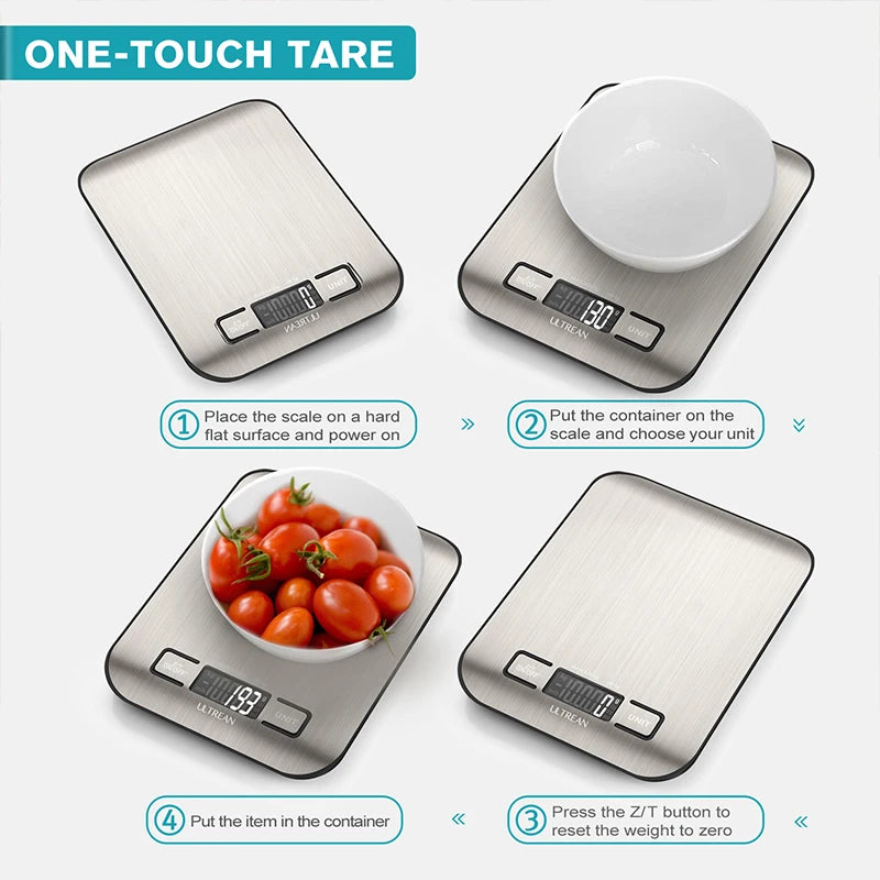 ULTREAN Digital Kitchen Scale 5000G/1G Multifunction Electric Food Scale LCD Display High Precise Waterproff Measuring Scale
