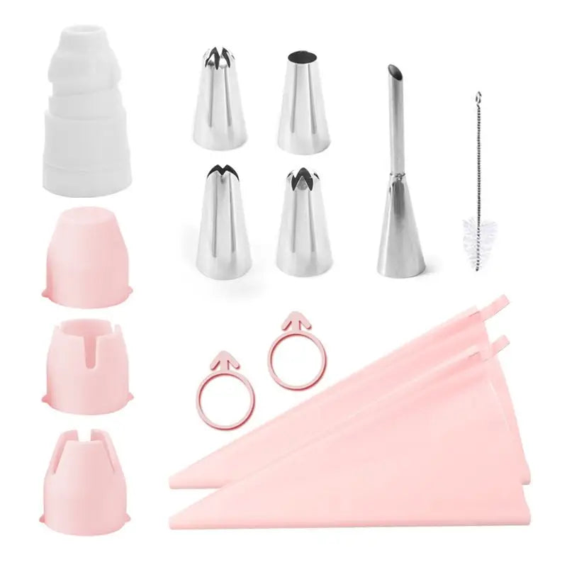Stainless Steel Cake Decorating Nozzle Piping Bag Set Kitchen Confectionery Equipment Pastry Accessories Bakery Tool Kit