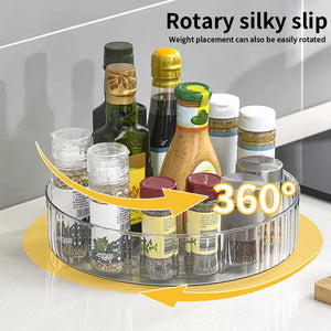 360° Rotating Tray Lazy Susan Fridge Organizer Turntable Storage Tray Clear Food Storage Organizer Spice Rack Kitchen Organizer