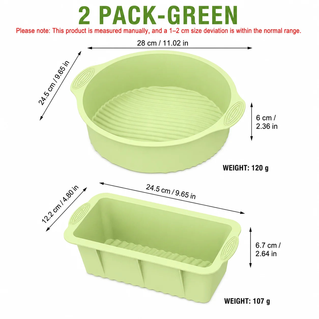 2 Pack Silicone Cake Pan and Loaf Pan Set Non Stick Baking Molds for Oven Air Fryer Accessories Food Grade Bread Bakeware