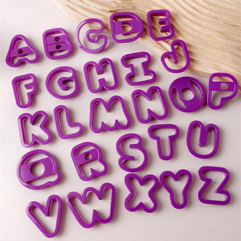 26Pcs Large Alphabet Cookie Cutters A-Z Letter Biscuit Fondant Cake Decoration Tools DIY Pastry Baking Cake Stamp Embosser Mould