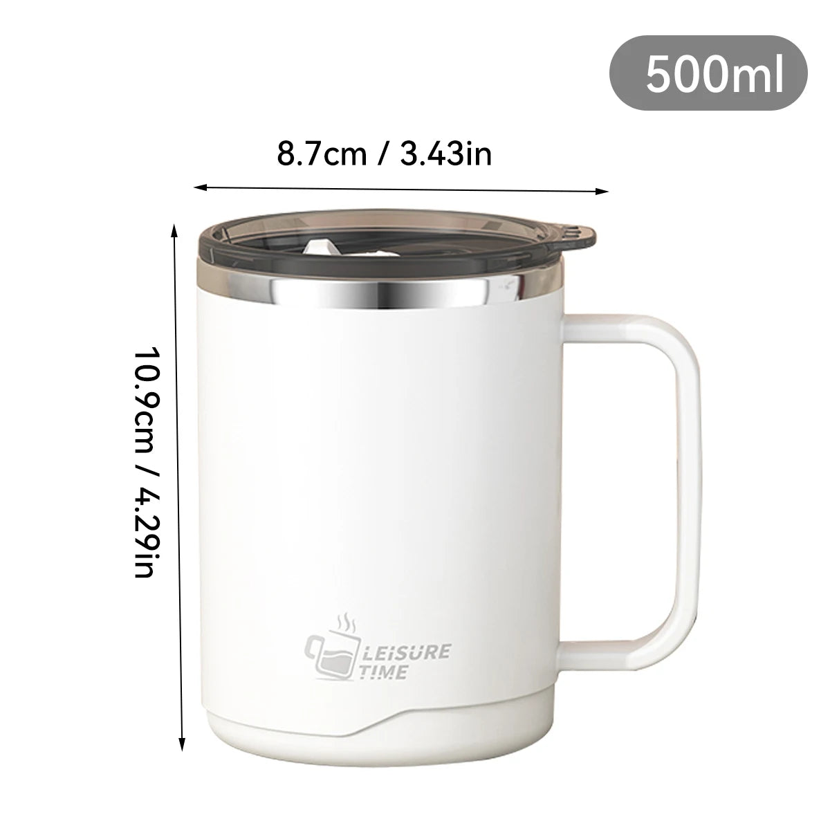 Double Wall Insulated Coffee Mug 304 Stainless Steel Milk Coffee Cup with Handle Leak-Proof Drinking Cup Adult Student Drinkware