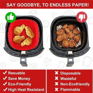 22Cm Silicone Air Fryers Oven Baking Tray Pizza Fried Chicken Airfryer Silicone Basket Reusable Airfryer Pan Liner Accessories