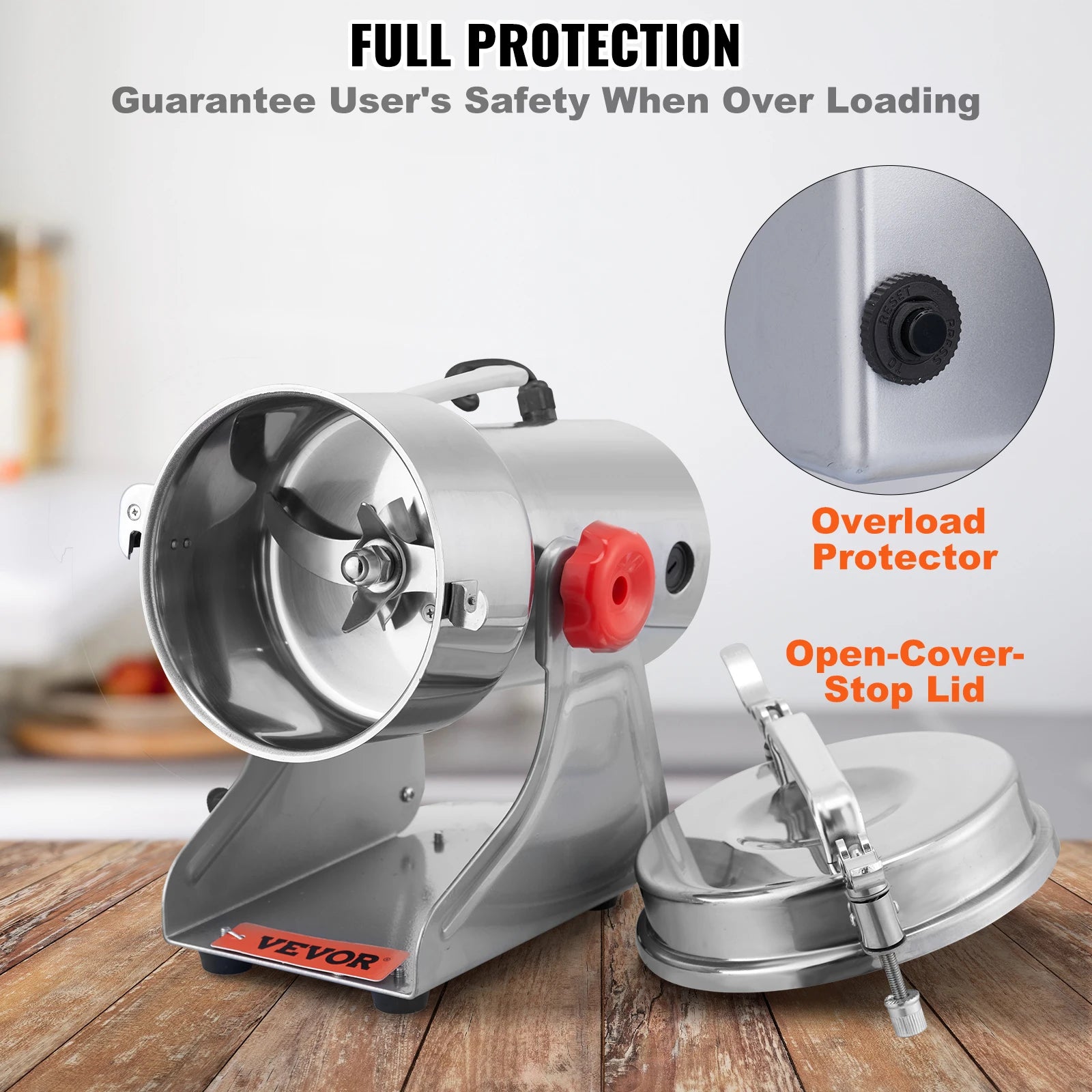 150-2500G Electric Grain Mill Grinder Commercial Swing Spice Grinders for Dry Herbs Grains Spices Cereals Coffee Corn