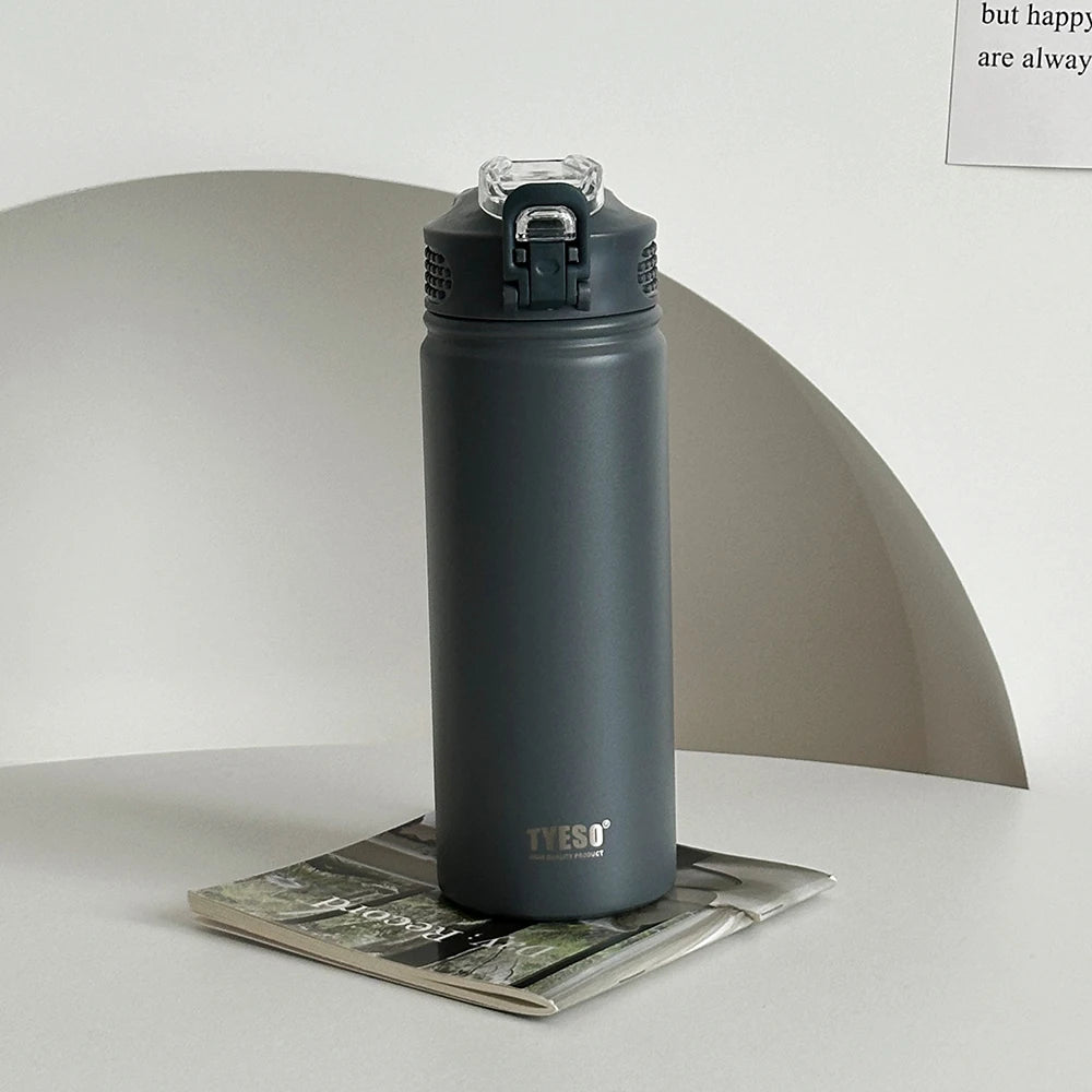 600ML/750ML Thermos Water Bottle with Straw Stainless Steel Car Thermal Sports Cup Keeps Cold and Heat Thermal Travel Mug