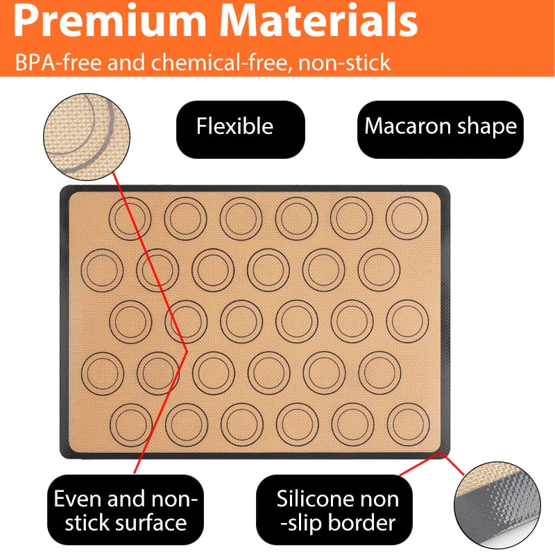 1PC Silicone Baking Mat for Oven, Thin 0.4Mm, Reusable Non Stick Heat Resistant Bakeware Sheets Liner Baking Tools for Cookie