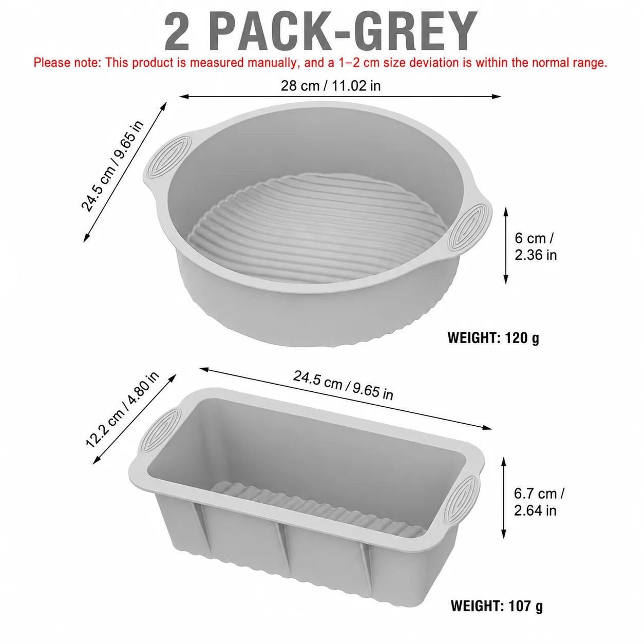 2 Pack Silicone Cake Pan and Loaf Pan Set Non Stick Baking Molds for Oven Air Fryer Accessories Food Grade Bread Bakeware