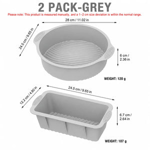 2 Pack Silicone Cake Pan and Loaf Pan Set Non Stick Baking Molds for Oven Air Fryer Accessories Food Grade Bread Bakeware