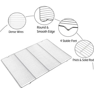 304 Stainless Steel Baking Tray Set with Grill Metal Rectangular Cooling Rack Grilling Tools BBQ for Kitchen Outdoor Camping