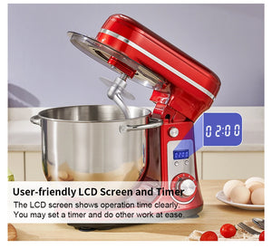 Kitchen Food Stand Mixer, Blender, Quiet Motor, Cream Egg Whisk, Whip Dough Kneader, 6-Speed, 1200 W, 6 L, DC