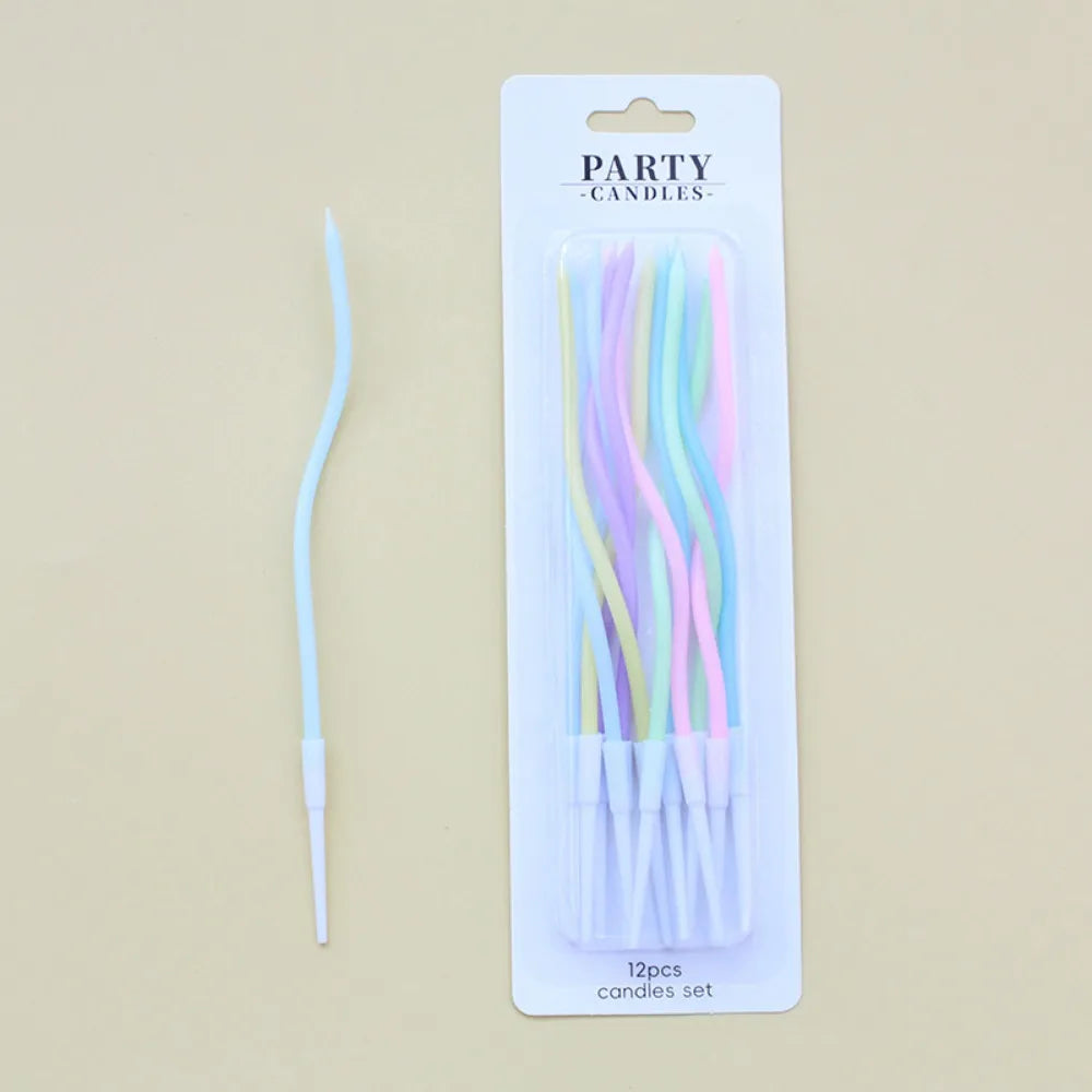 12/48Pcs/1Case Birthday Candles Spiral Cake Candles Long Thin Cake Candles for Wedding Party and Cake Decoration