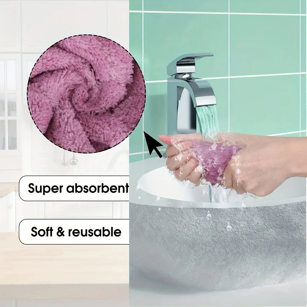 10Pcs Microfiber Dish Cloths Multi Purpose Dishwashing Towels for Tableware Double Sided Cleaning Rags Kitchen Accessories