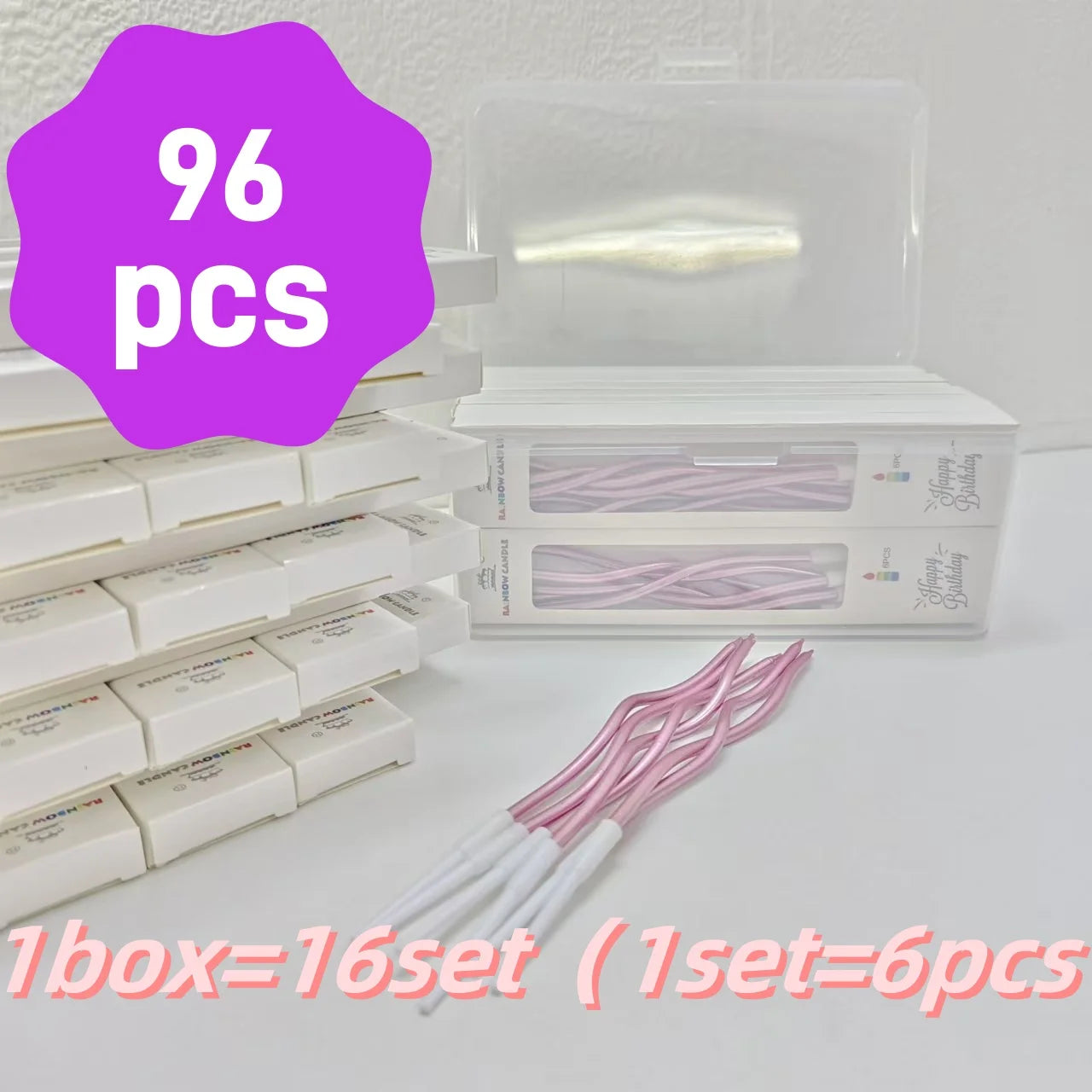 12/48Pcs/1Case Birthday Candles Spiral Cake Candles Long Thin Cake Candles for Wedding Party and Cake Decoration