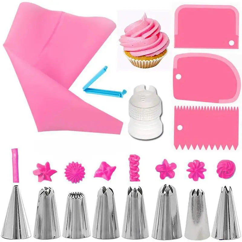 Stainless Steel Cake Decorating Nozzle Piping Bag Set Kitchen Confectionery Equipment Pastry Accessories Bakery Tool Kit