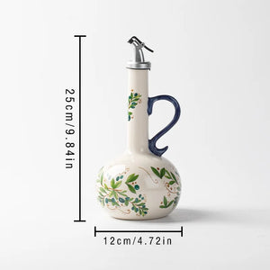 Bpa-Free Olive Oil Dispenser Underglaze Embossed Ceramic Oil Vinegar Can Kitchen Accessories Storage Dispenser Container Bottle