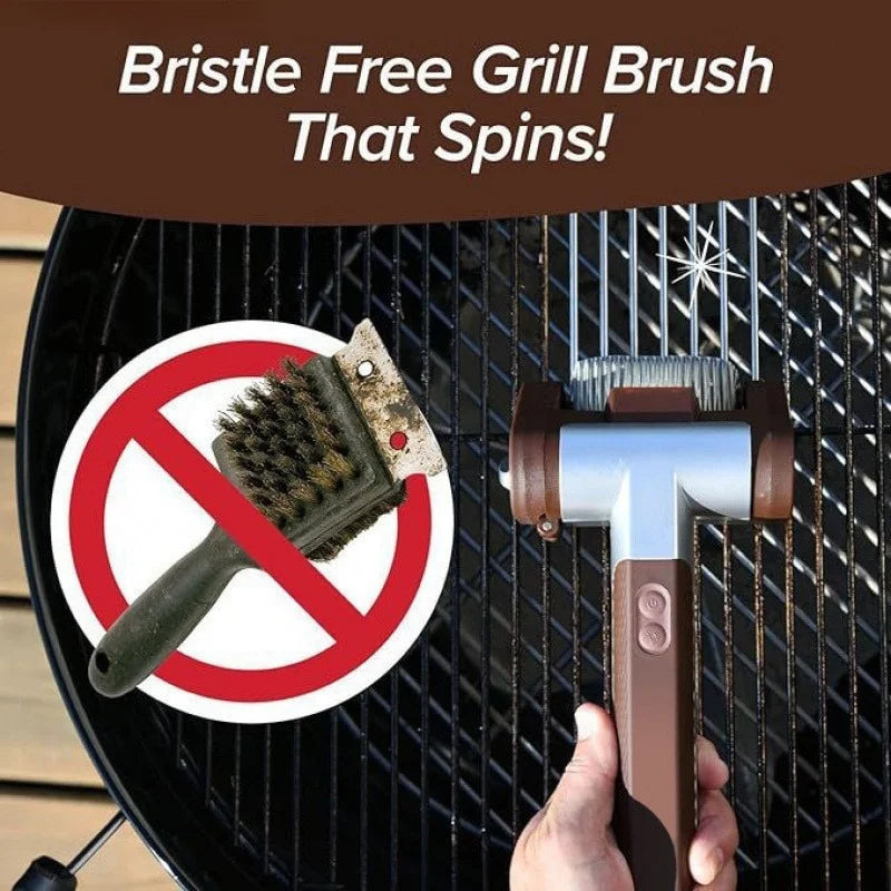 2026 Hot Electric Grill Brush Rechargeable with Led Light 304 Stainless Steel Replaceable Heads Bbq Grill Cleaner for Barbecue