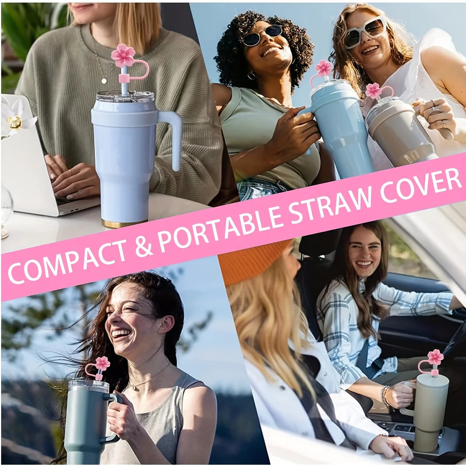 Flower Silicone Straw Covers for Stanley Cup Cute Silicone Flower Shape Drinking Dust Cap Straw Tips Cover Cup Accessories