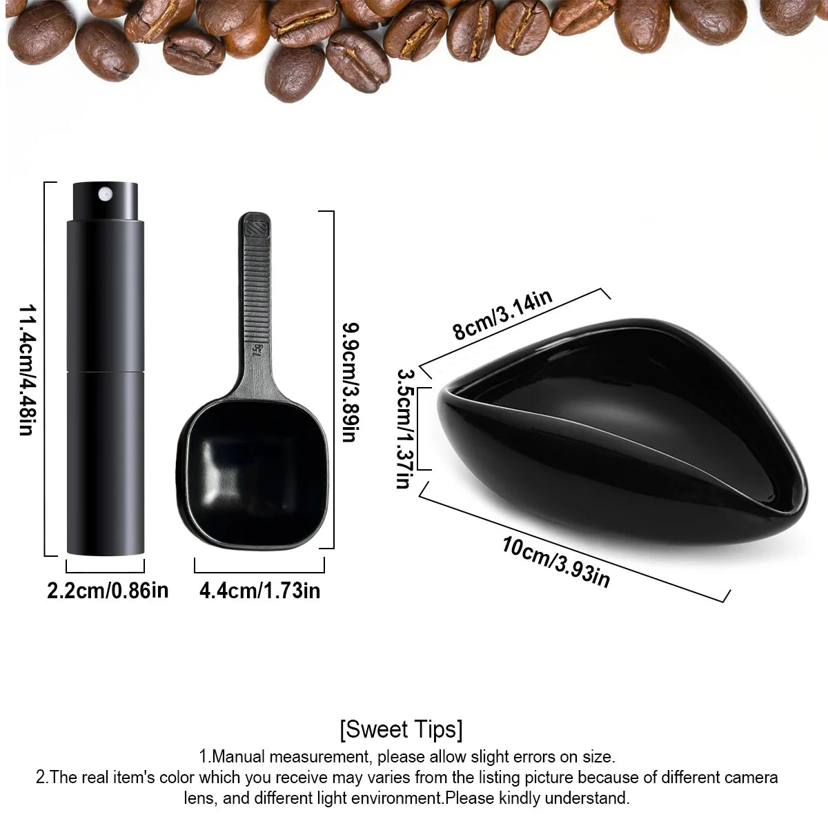 Coffee Bean Dosing Cup & Spray Bottle Kit for Bar, Static Reduction Ceramic Single Dose Tray, Barista Accessories Set