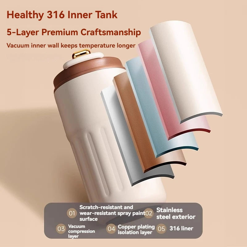 450ML LED Temperature Display Coffee Cup Keep Cold and Heat Thermal Mug Travel Vacuum Flask Stainless Steel Thermo Water Bottle