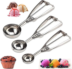 Cookie Scoop with Trigger for Kitchen Family Ice Cream Cookie Cupcake Muffin Meatbal Stainless Steel Ice Cream Scooper