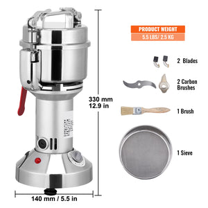 150-2500G Electric Grain Mill Grinder Commercial Swing Spice Grinders for Dry Herbs Grains Spices Cereals Coffee Corn