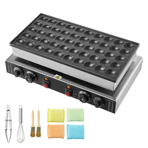 50Pcs Mini Dutch Pancake Maker Dorayaki Baker Machine Commercial Non-Stick Waffle Maker Dual Temp & Time Control