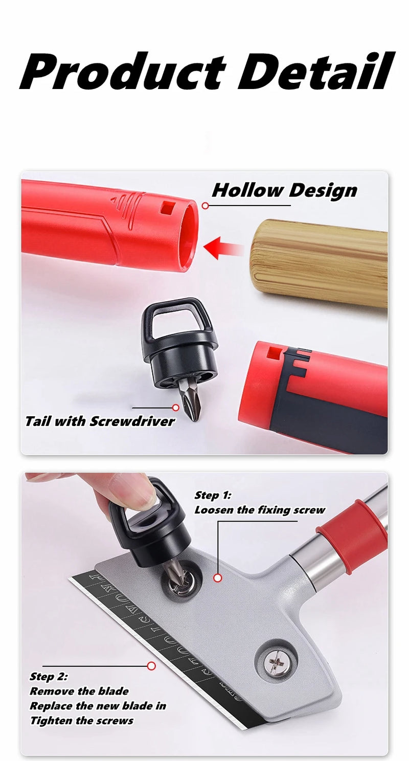 Portable Aluminum Alloy Cleaning Shovel Knife Wallpaper Paint Tiles Flooring Scraper Remover with SK-5 Blade Home Cleaning Tools