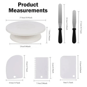 1/6Pcs Cake Turntable Set with 2 Frosting Spatula 3 Icing Smoother Scraper Cake Decorating Kit Baking Supplies Kit for Party