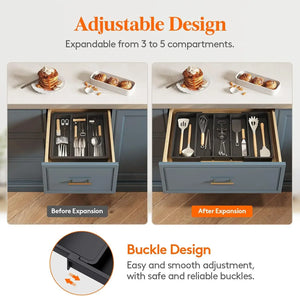Kitchen Silverware Drawer Organizer Expandable Utensil Tray Adjustable for Spoons Forks Knives Flatware and Cutlery Organizer
