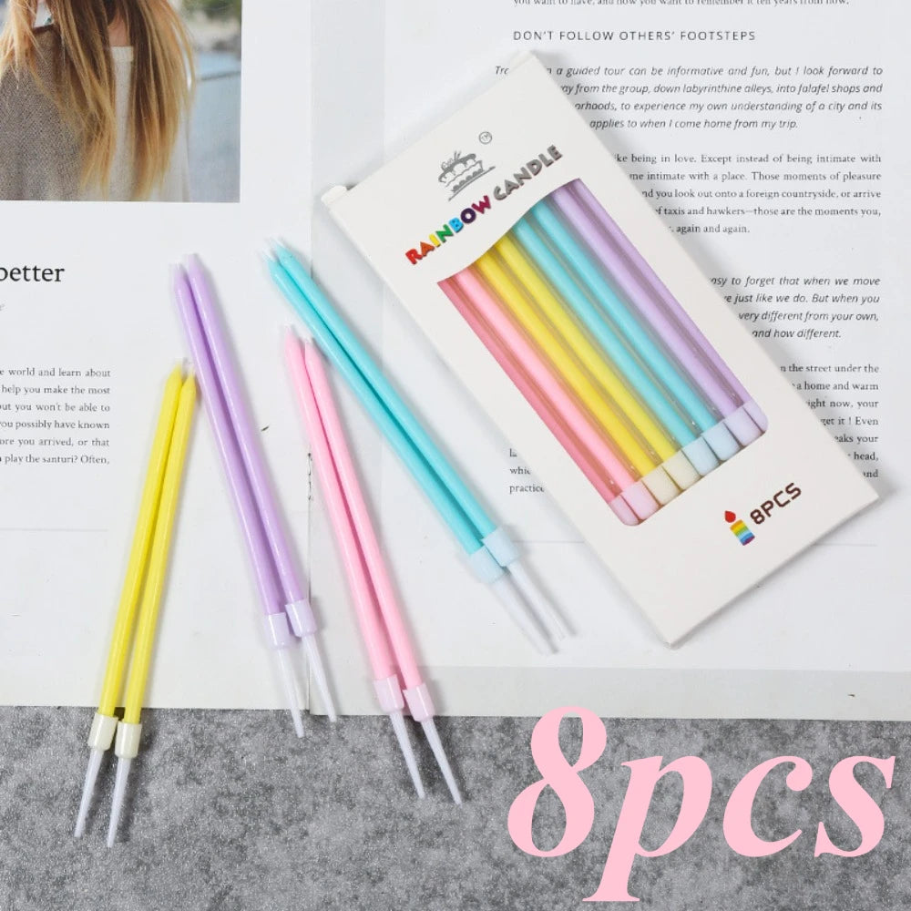 12/48Pcs/1Case Birthday Candles Spiral Cake Candles Long Thin Cake Candles for Wedding Party and Cake Decoration