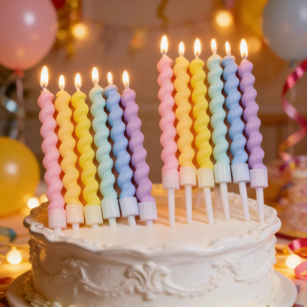 6/12Ps Cakelove Colorful Birthday Candles with Stand Star Heart Cake Candle Baby Children Birthday Party Supplies Wedding Decor