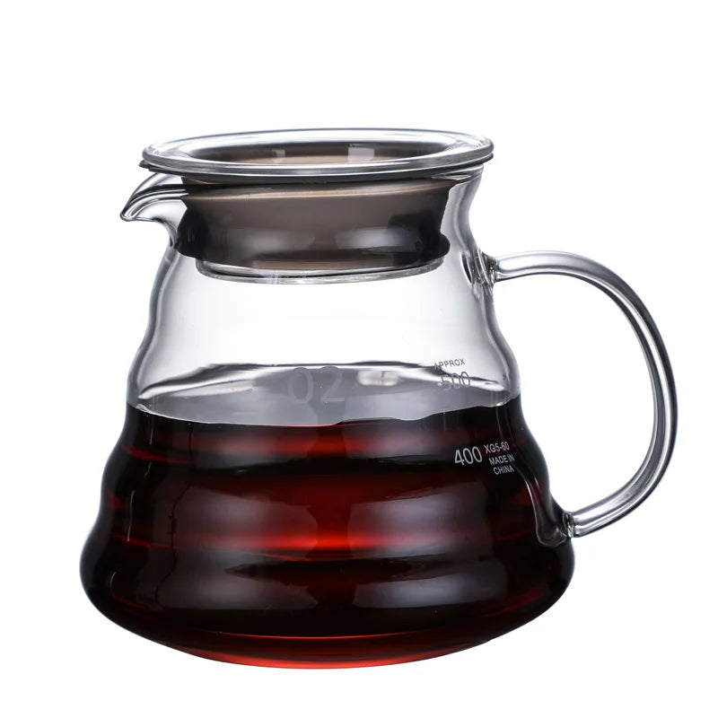 360/600/800Ml Heat Resistant Coffee Pot Clear Glass Kettle Sharing Pot with Lids, Pour over Coffee Espresso Maker Accessories