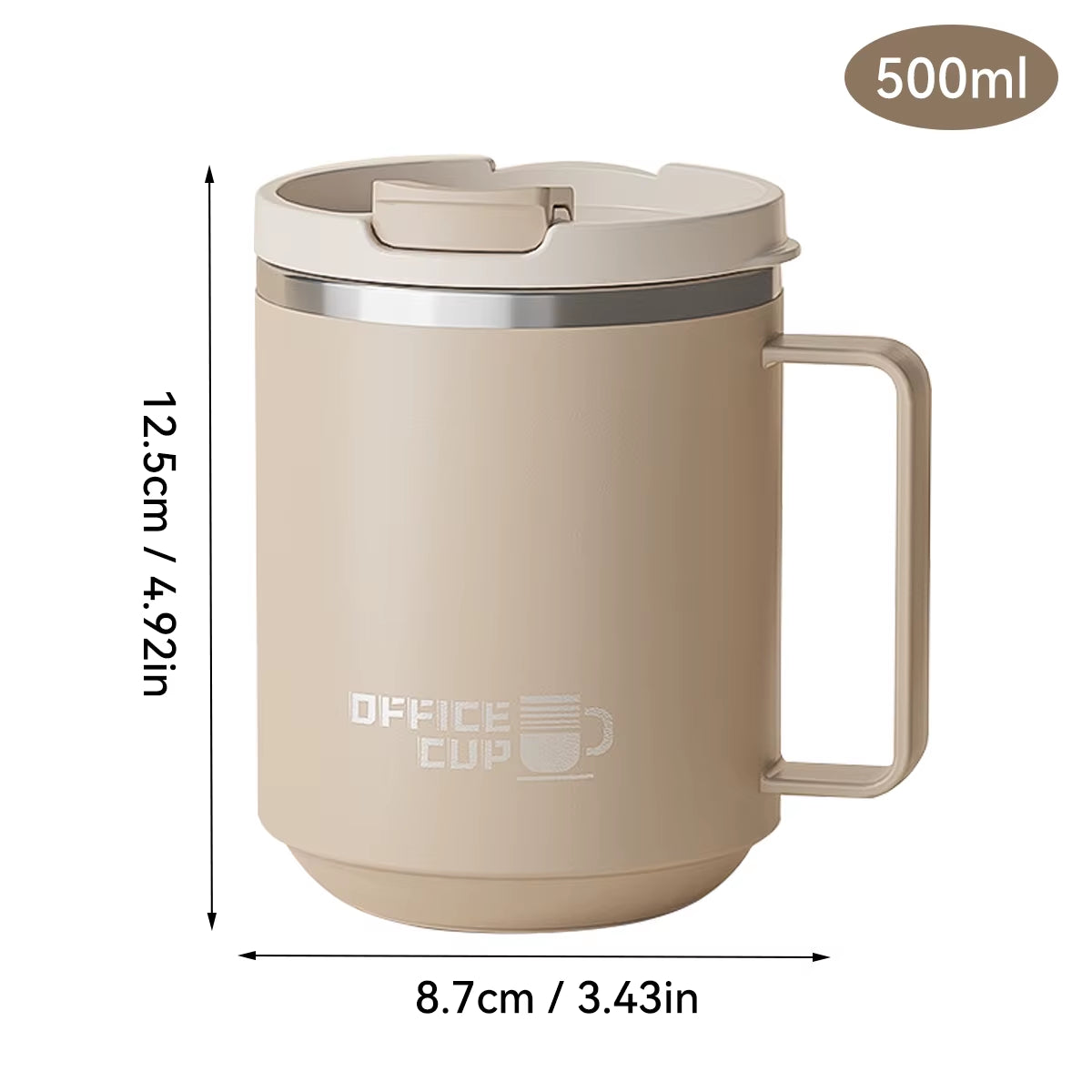 Double Wall Insulated Coffee Mug 304 Stainless Steel Milk Coffee Cup with Handle Leak-Proof Drinking Cup Adult Student Drinkware
