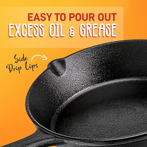 3PCS Cast Iron Skillet Set (6/8/10 Inch) Pre-Seasoned, Heavy-Duty Pans for Oven, Grill & Campfire, Even Heat, Non-Stick Surface