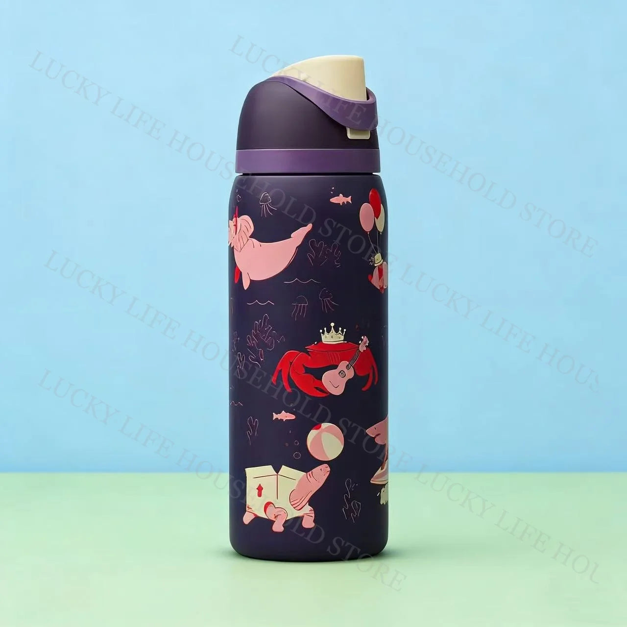 Portable Fruit Car Cup Thermoses Summer Soccer Stainless Steel Insulated Cup 32OZ Large-Capacity Football Water Bottles
