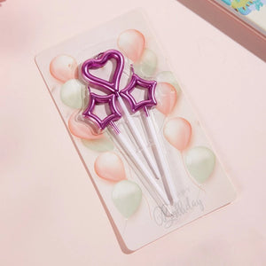 6/12Ps Cakelove Colorful Birthday Candles with Stand Star Heart Cake Candle Baby Children Birthday Party Supplies Wedding Decor