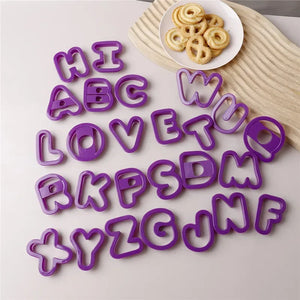 26Pcs Large Alphabet Cookie Cutters A-Z Letter Biscuit Fondant Cake Decoration Tools DIY Pastry Baking Cake Stamp Embosser Mould