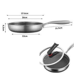 Stainless Steel Frying Pan Nonstick Honeycomb Fry Pan with Lid Induction Ceramic Electric Gas Cooktops Compatible KC0480