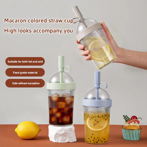 Coffee Cups with Lids Reusable 17Oz Drinkware with Lid and Straw Cold Drink Tumbler for Women Men Travelers Home Office Travel