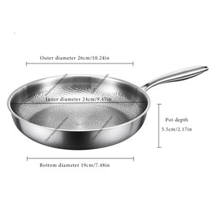 22/24/26/28/30Cm Titanium Stainless Steel Frying Pan Non-Stick Wok Home Egg Steak Skillet Induction Gas Stove Kitchen Cookware