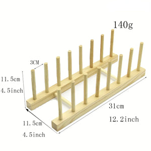 Wooden Dish Drainer Rack Kitchen Dishes Stand Plate Dish Drying Rack Pot Lid Racks Kitchen Organizer Drying Cups Display Shelf